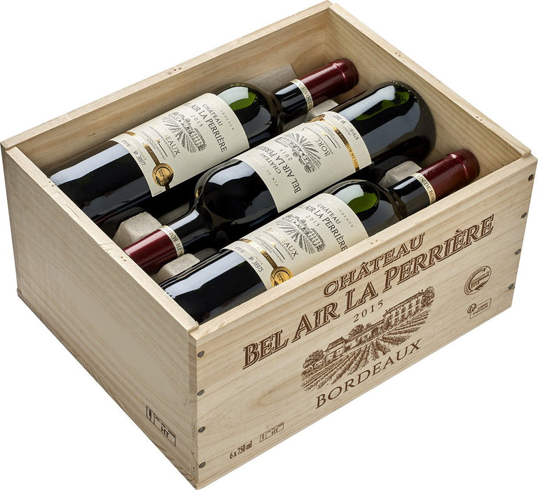 6er Paket in Holzkiste Château Bel Air La Perrière 2021 Bordeaux Rotwein - Spree Gourmet